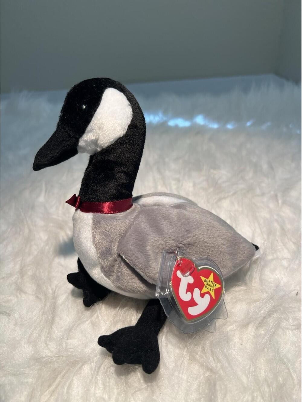 TY Loosy The Goose Beanie Baby 1998 Plush Toy Stuffed Animal MWMT Duck Fowl